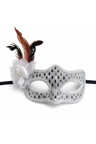 Gümüş Renk Tüylü B Maskesi Kadın Parti Aksesuarı