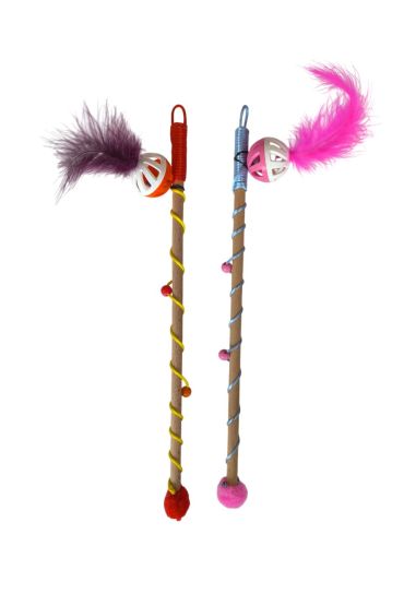 Karamel Sesli Toplu Tüylü Kedi Oltası 40-50 cm Renkli