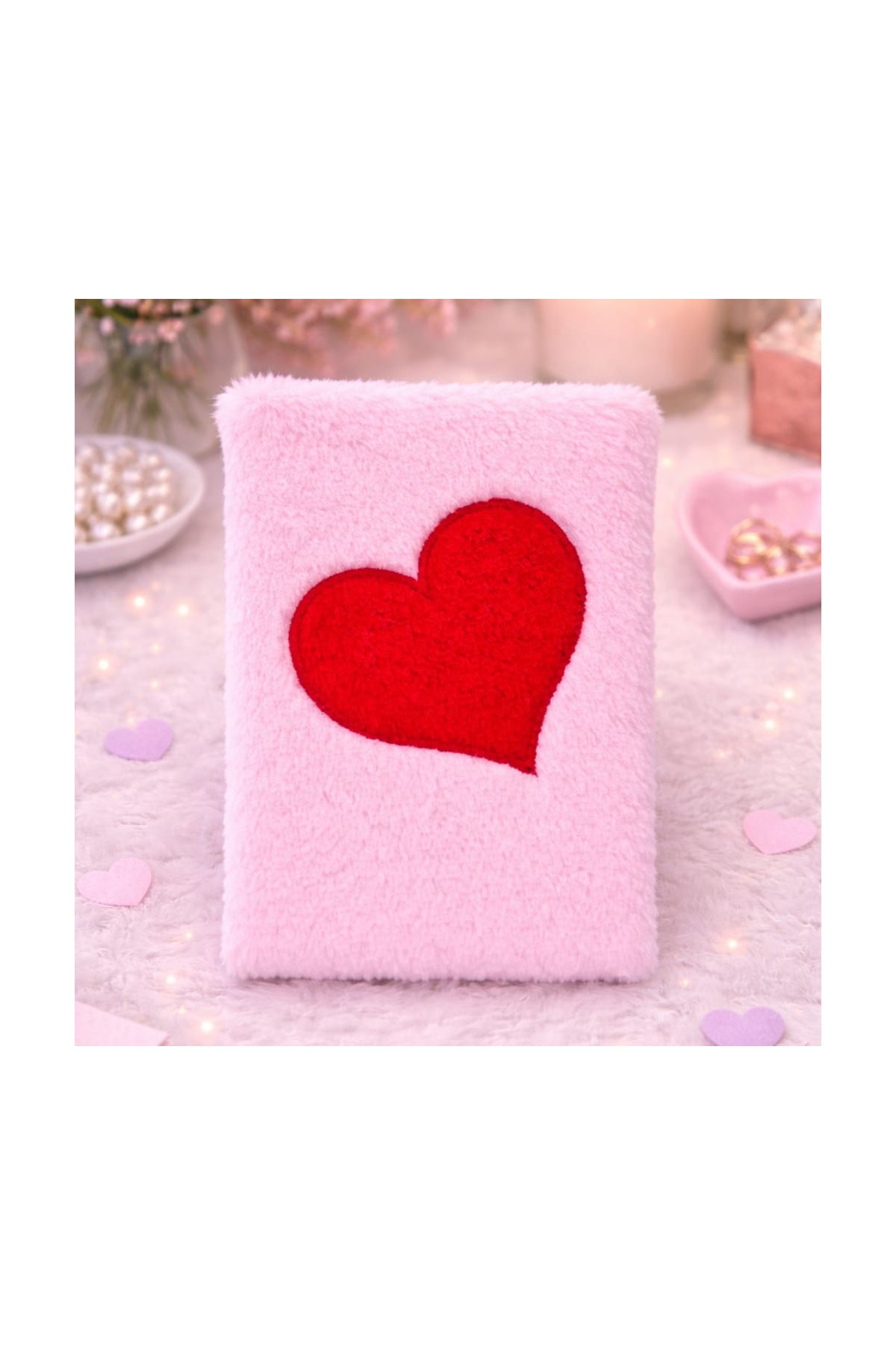 Kalpli Pembe Peluş Defter