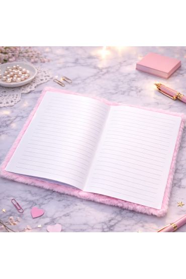 Kalpli Pembe Peluş Defter