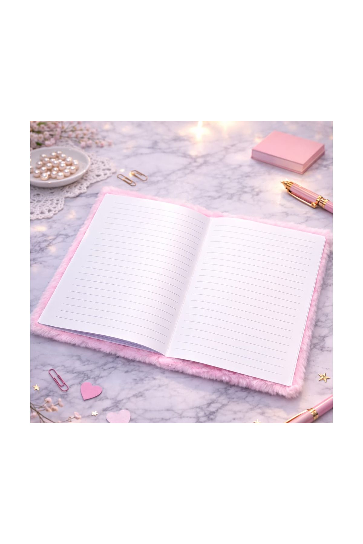 Kalpli Pembe Peluş Defter
