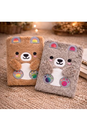 Sevimli Peluş Çizgili Defter