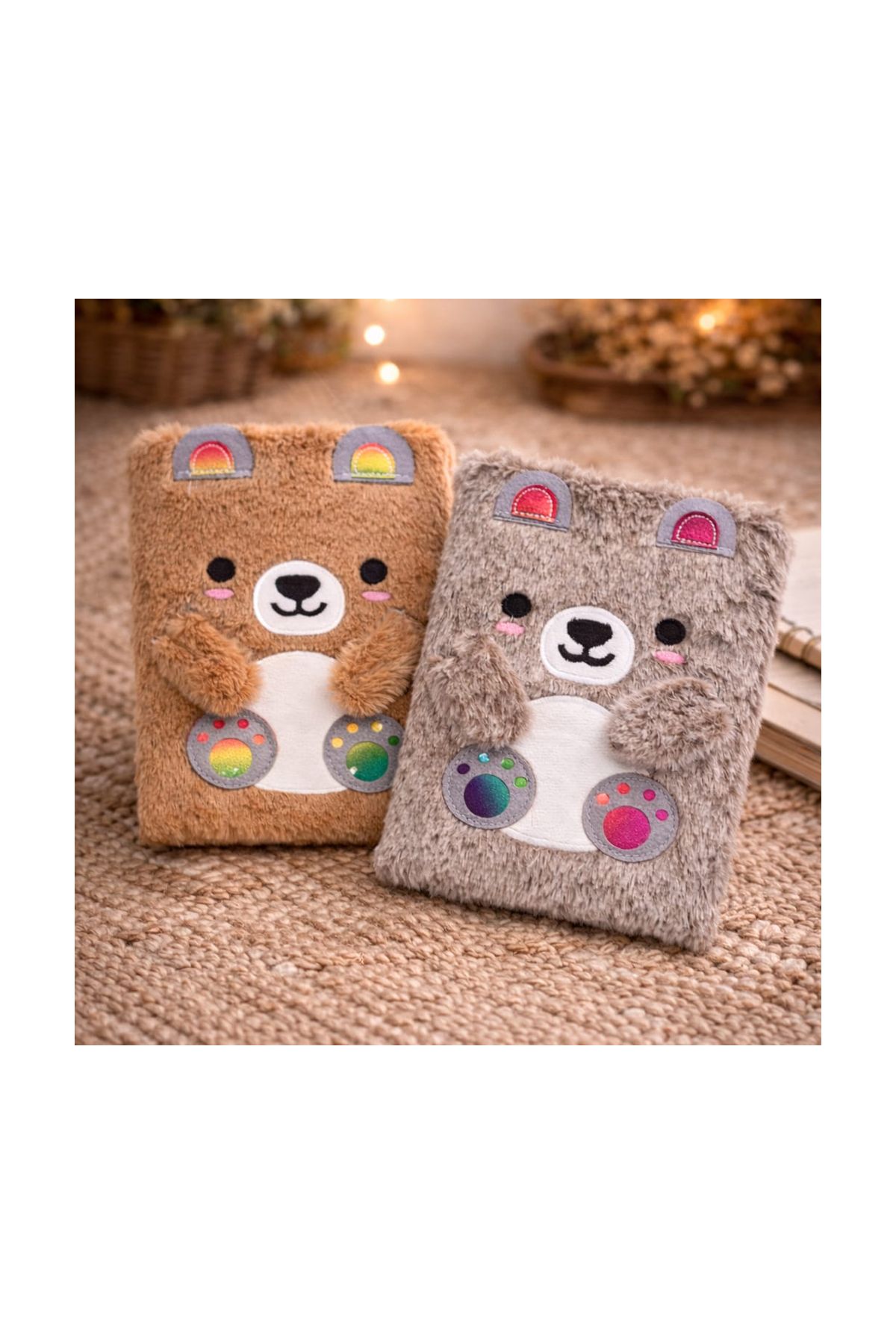 Sevimli Peluş Çizgili Defter