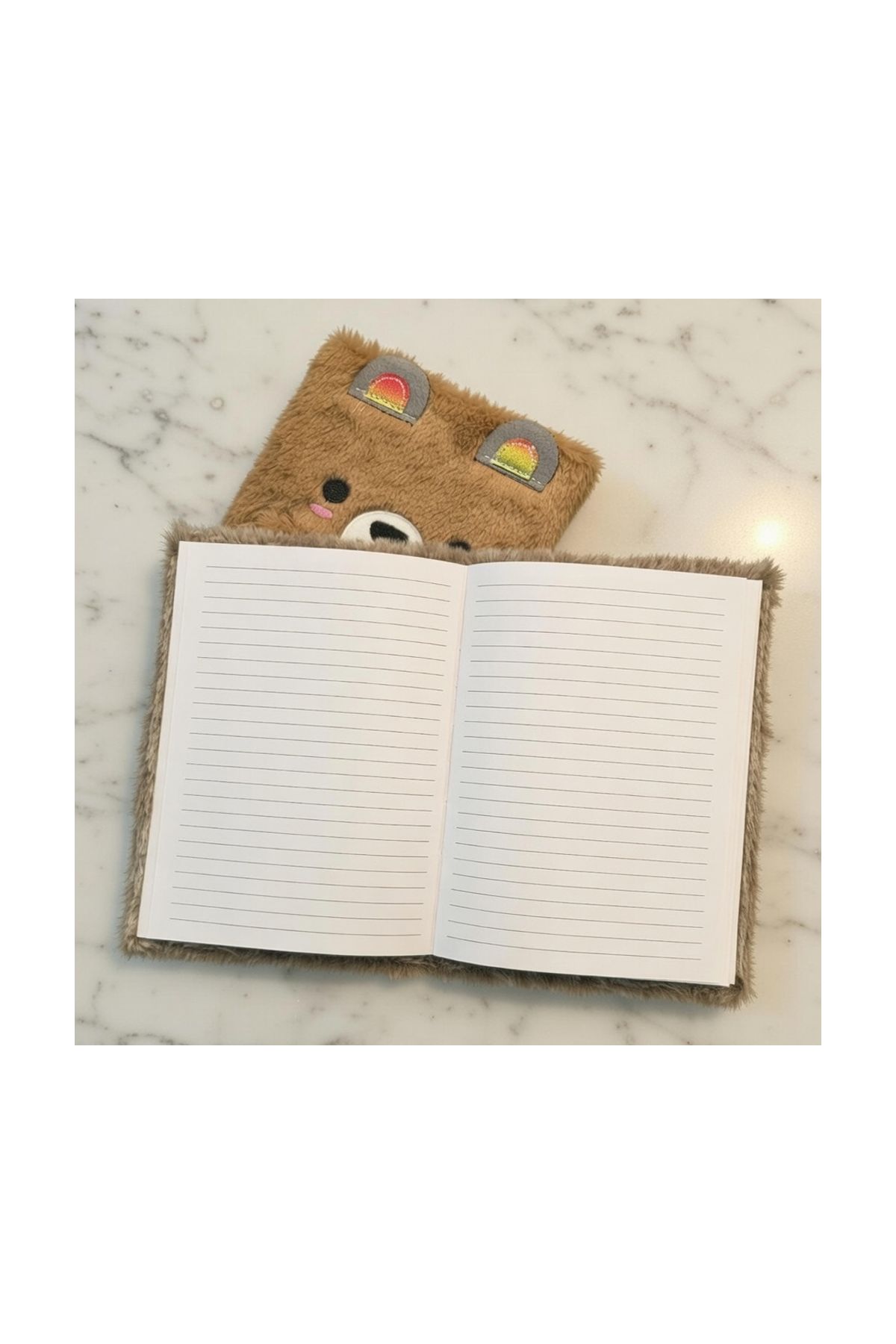 Sevimli Peluş Çizgili Defter