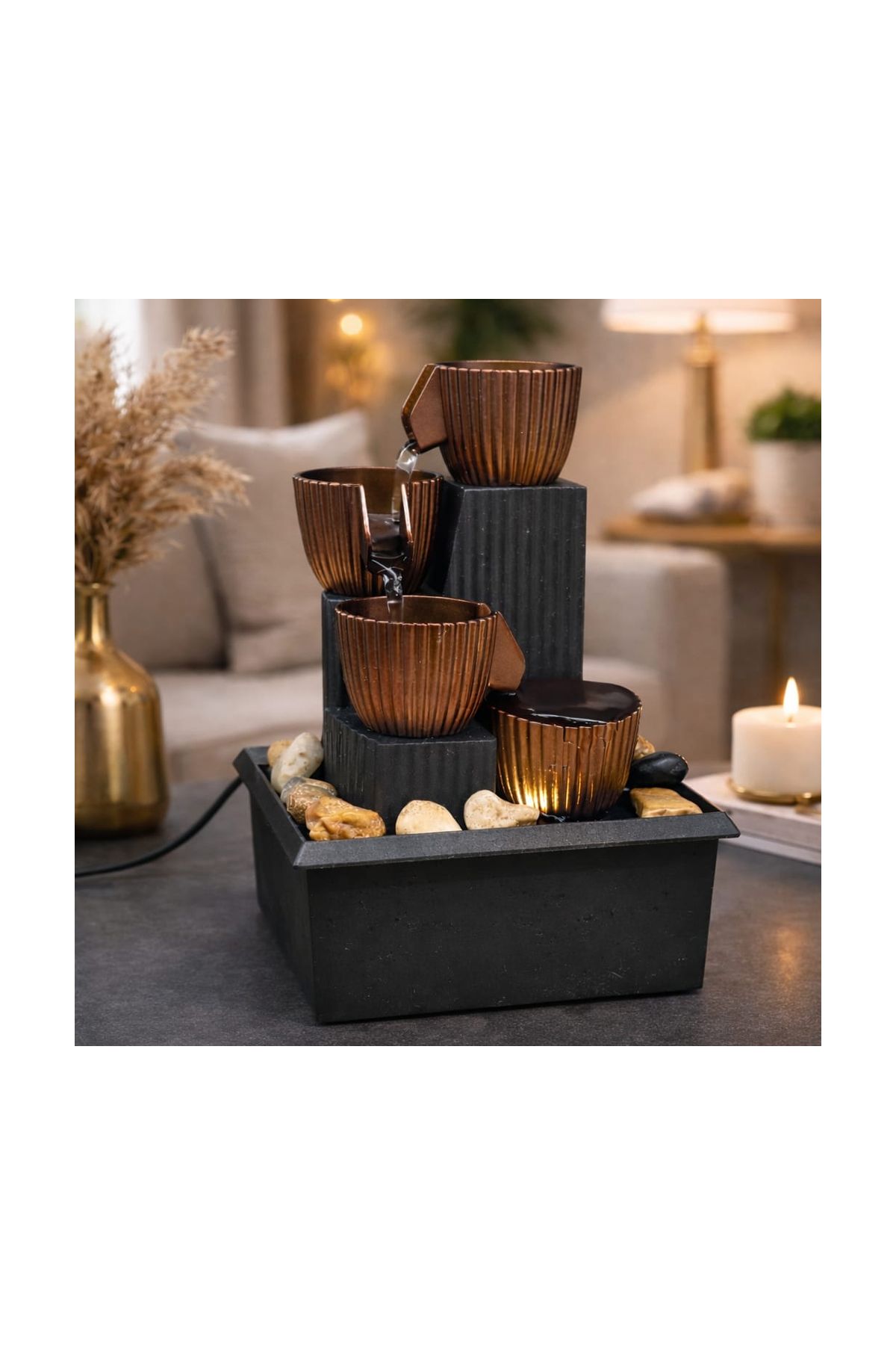 Led Işıklı Dekoratif Su Şelalesi