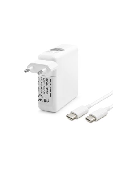 20.2V 4.3A 87W Laptop Adaptörü - Type-C - Apple Asus Dell Uyumlu - Beyaz HD8899