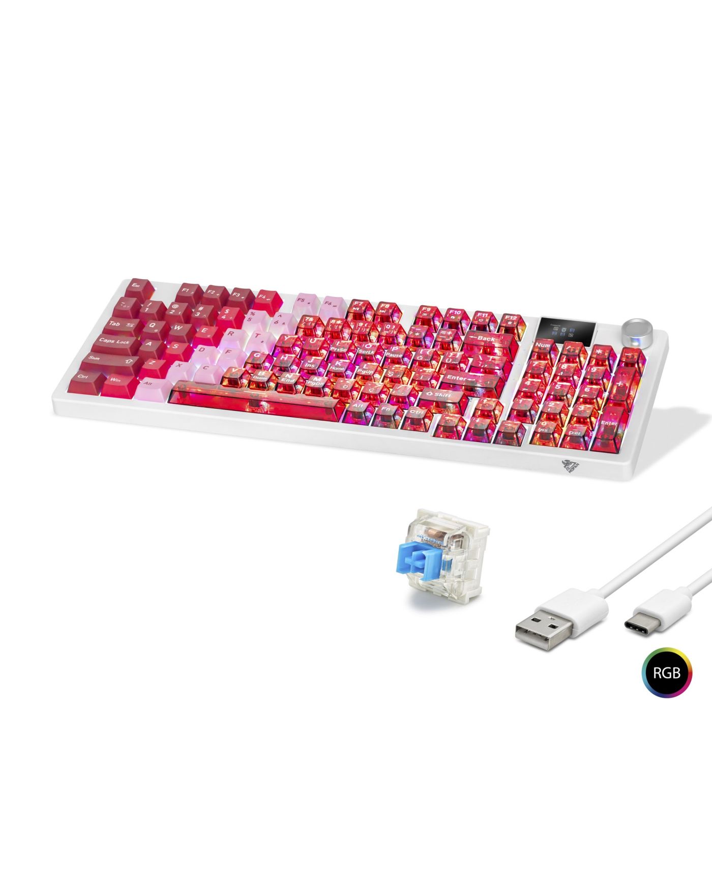 Kablosuz Mekanik Gaming Klavye Rgb Blue Switch 95 Tuş - Kırmızı Beyaz MF1705R