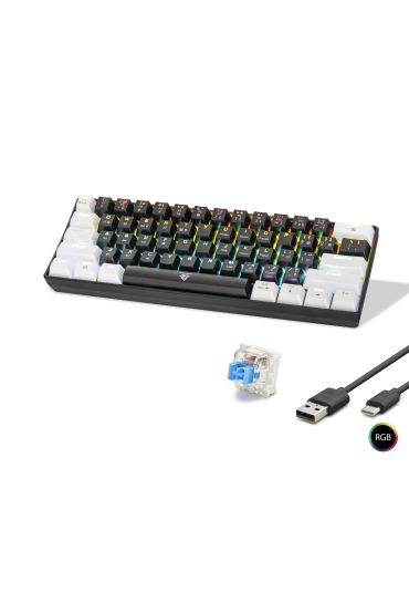 Gaming Mekanik Rgb Klavye Blue Switch - Siyah Beyaz MF1701BW