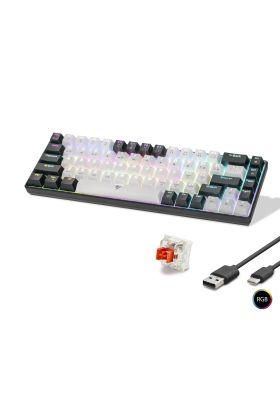 Gaming Mekanik Klavye Tri Mod Rgb Red Switch - Beyaz Siyah MF1703W