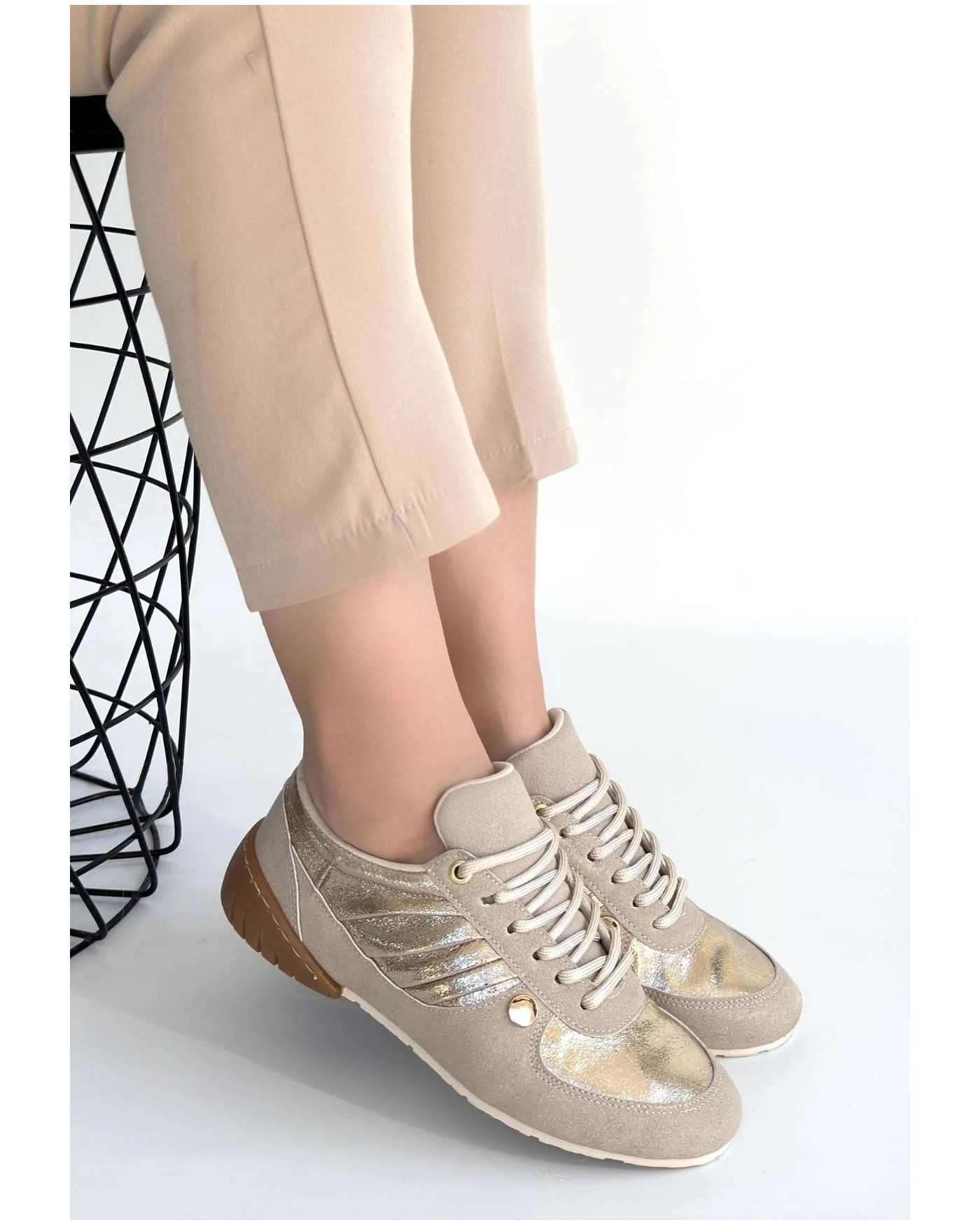 Jawen Bej Nubuk Gold Detaylı Spor Ayakkabı