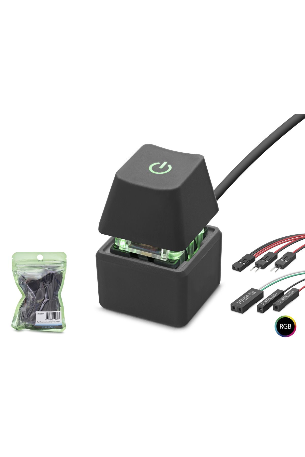 Masaüstü Bilgisayar Rgb Power Tuşu On/Off Switch Siyah ND2811