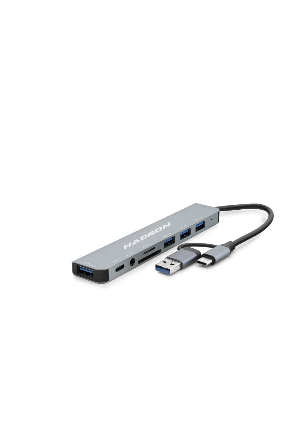 Usb 3.0 & Type-C Combo Hub Audio Kart Okuyucu 8 Port - Gri HDX7828