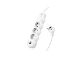 Termal Akım Korumalı Uzatma Kablosu 3 Priz + 2X Usb 2.1A Anahtarlı 2 M - Beyaz 3393-01