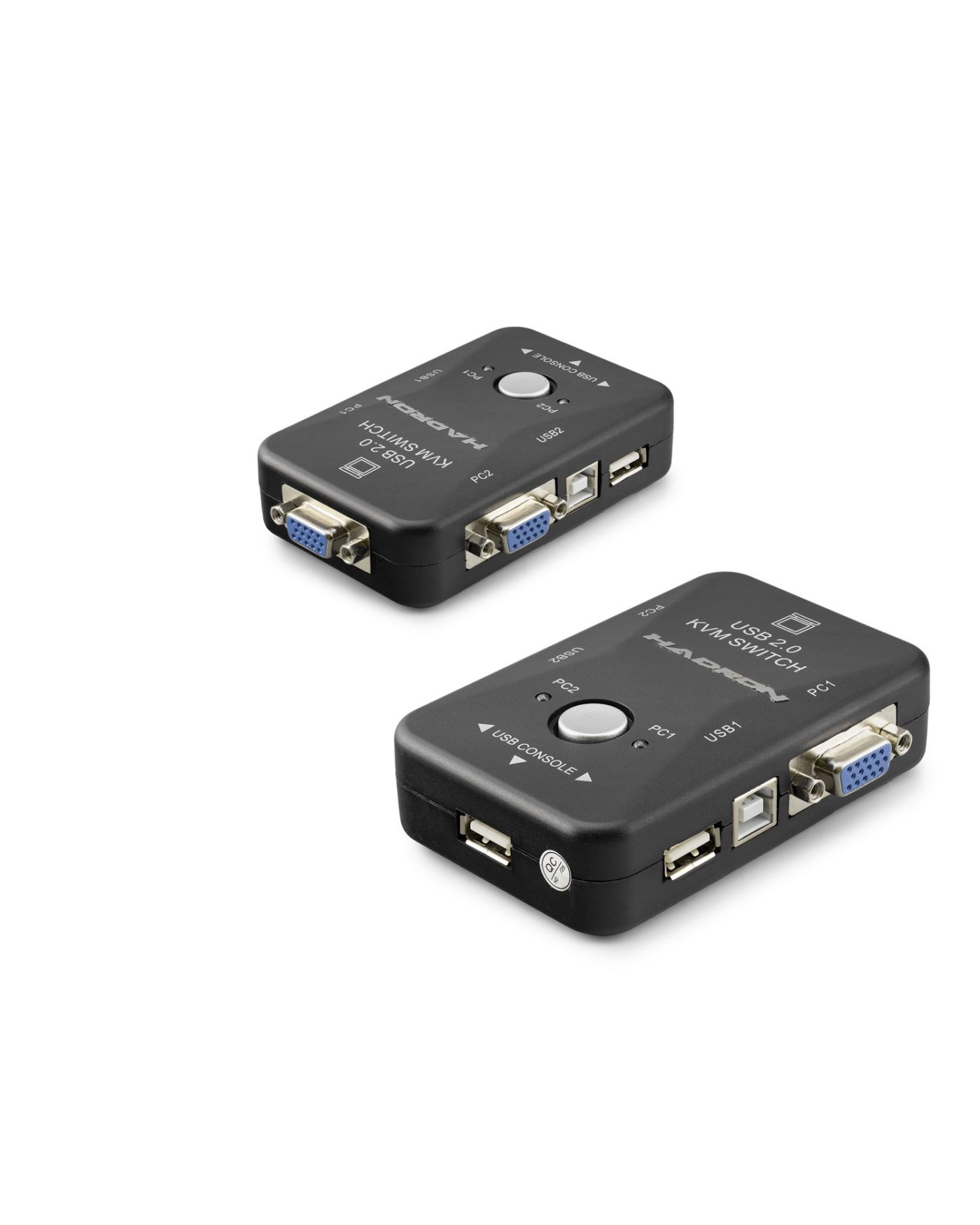 Vga Usb Kvm Switch 2 In 1 Out + 2 Port Usb Console + 2 Port Usb Pc (Klavye/Mouse + Yazıcı) - Siyah HDX1360