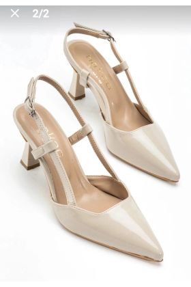 Hoost Bej Rugan Topuklu Ayakkabı