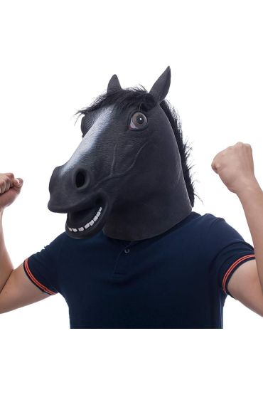 Gerçekçi At Kafası Maskesi Siyah Renk