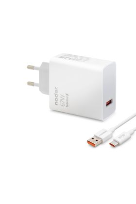 Type-C Hızlı Şarj Seti 67W Usb Adaptörlü - Beyaz ND1008