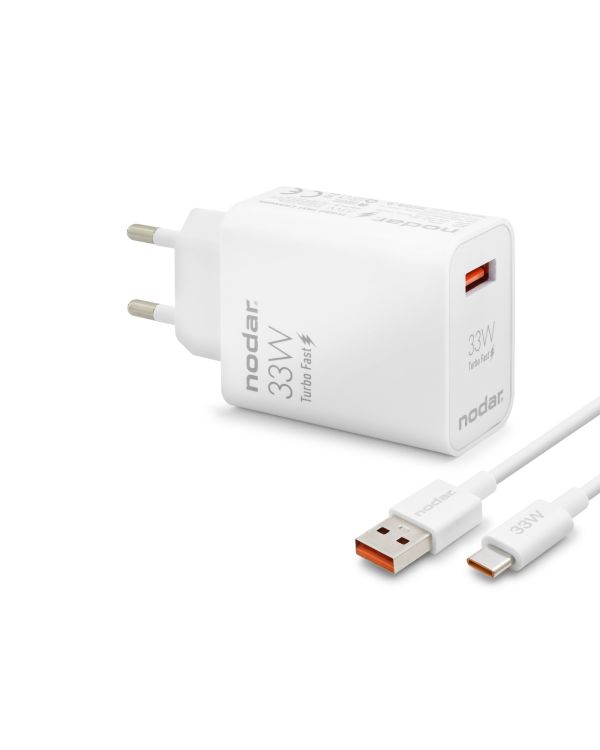 Type-C Hızlı Şarj Seti 33W Usb Adaptörlü - Beyaz ND1006