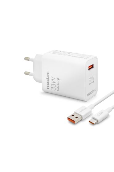 Type-C Hızlı Şarj Seti 33W Usb Adaptörlü - Beyaz ND1006