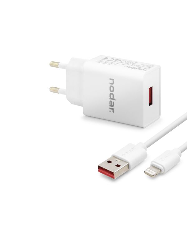 Lightning Hızlı Şarj Seti 12W 2.4A Usb Adaptörlü - Beyaz ND1001
