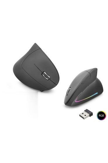 Ergonomik Dikey Gaming Mouse Dual Mode 1600 Dpi Sessiz Rgb - Siyah ND1211