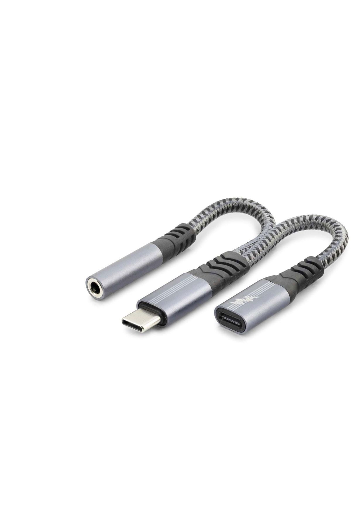 Type-C to 3.5 mm + Type-C Araç Şarj Ayırıcı Kablo - Siyah GJ-018