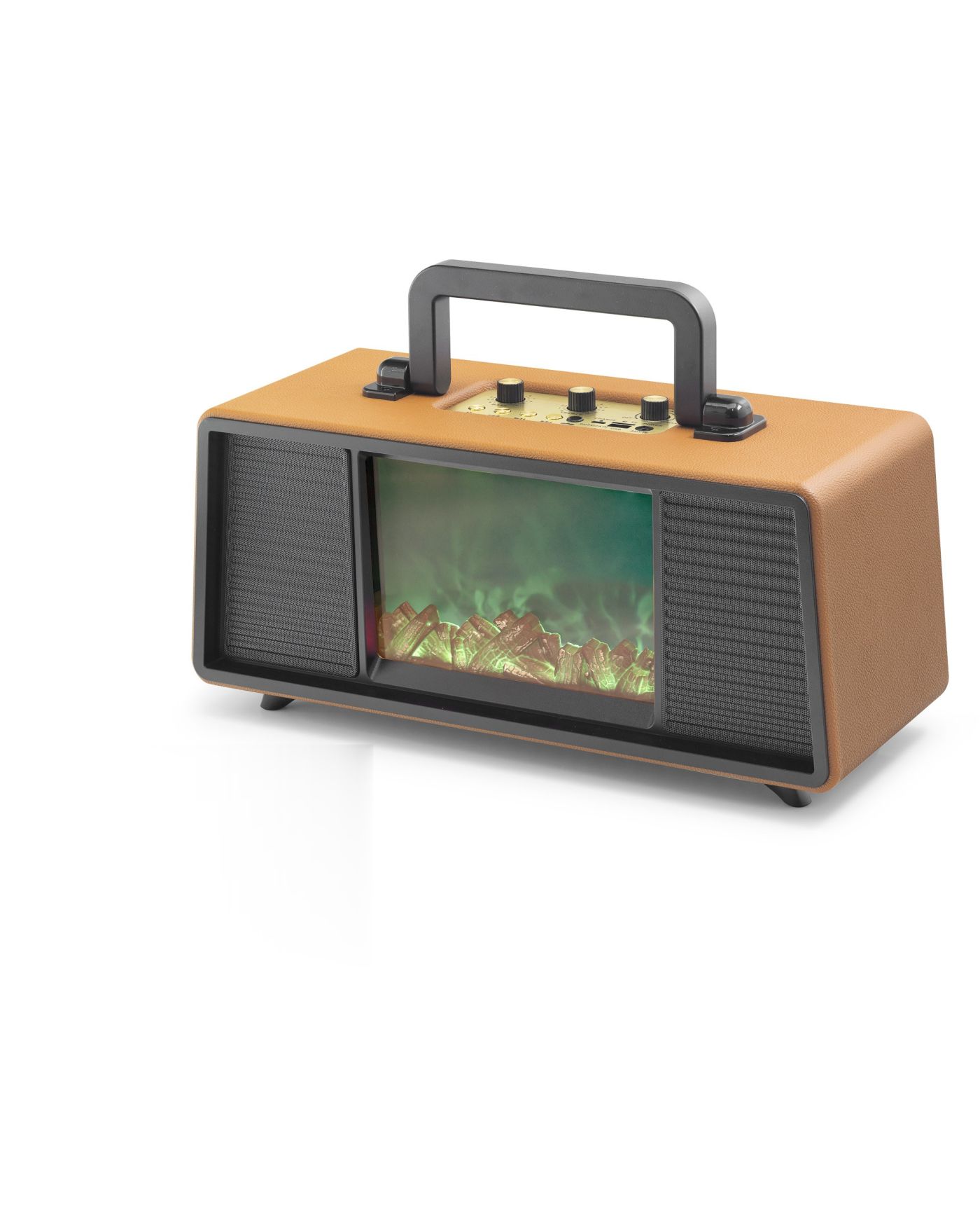 Bluetooth Solar Panelli Fm Radyo Usb Tf Nostaljik Hoparlör Rgb Alev Efektli - Kahverengi FP391S