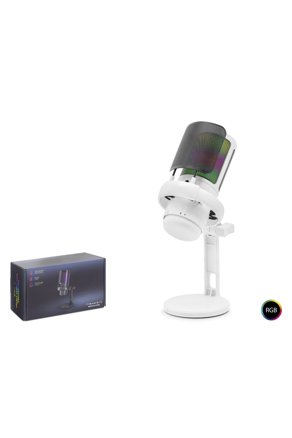 Profesyonel Gaming Rgb Mikrofon 192 Khz / 24 Bit Type-C - Beyaz ME6PW