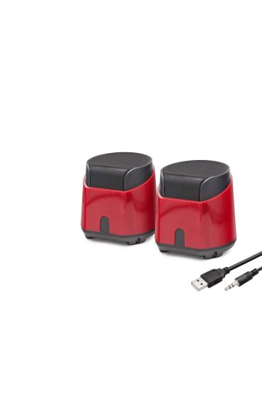 Masaüstü Hoparlör 1+1 USB + 3.5mm - Kırmızı HD6024R