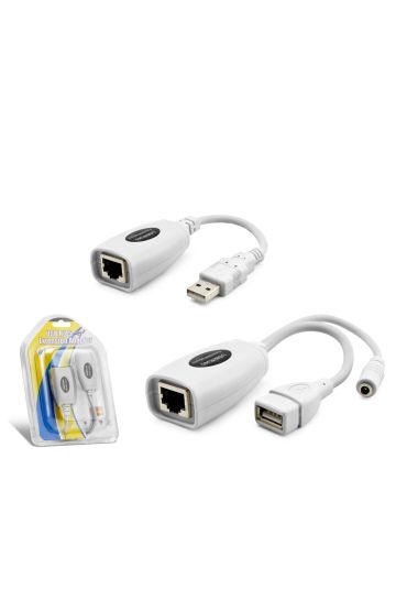 USB RJ45 Kablolu Uzatıcı Seti 60 m - Beyaz HDX5064