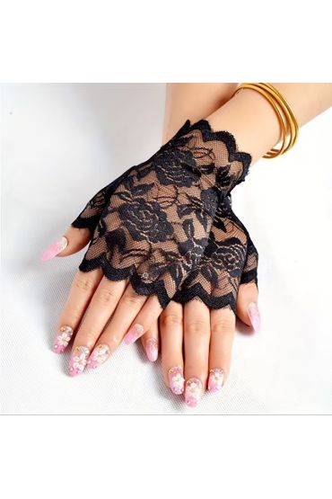 Siyah Dantel Parmaksız Kısa Eldiven
