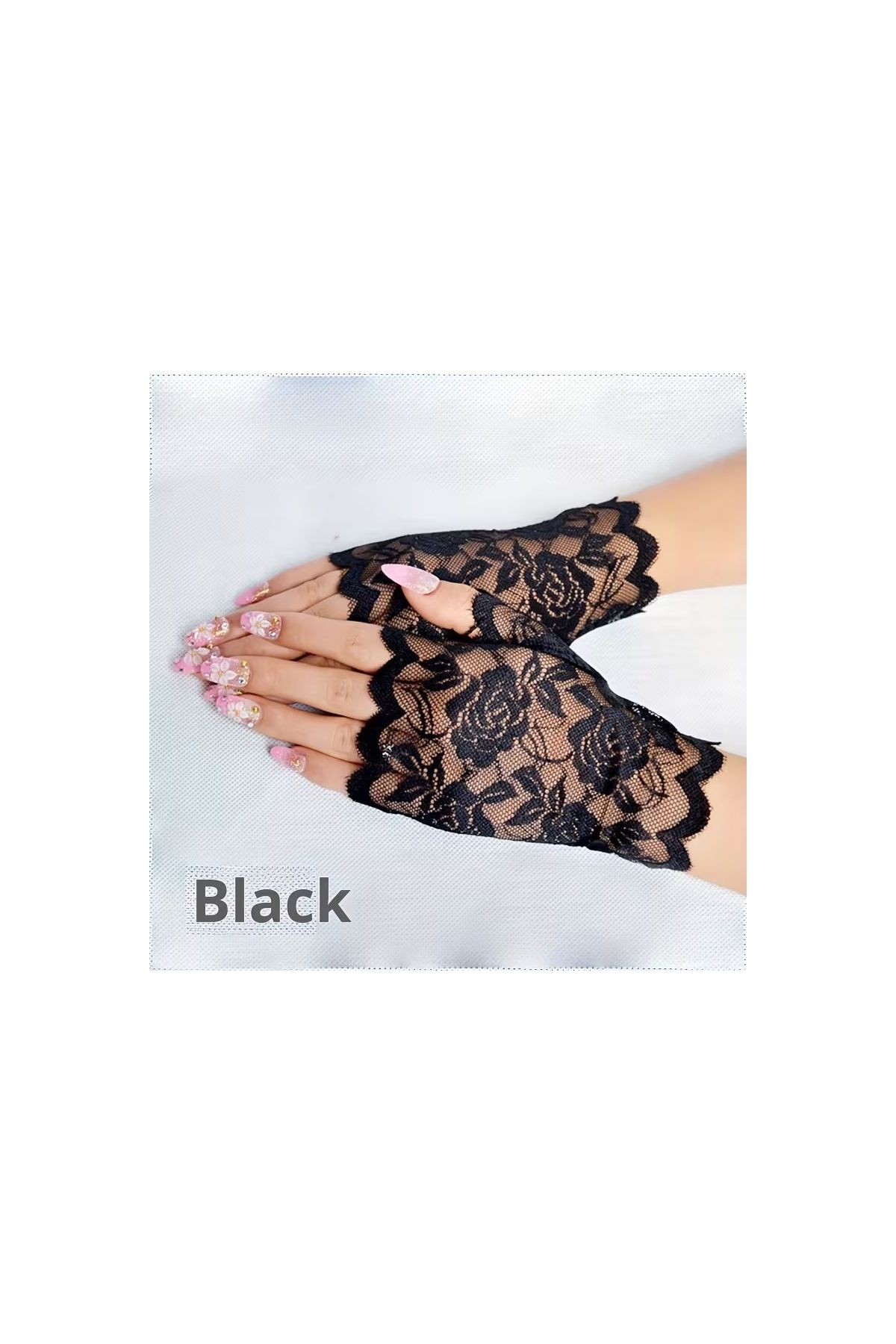 Siyah Dantel Parmaksız Kısa Eldiven