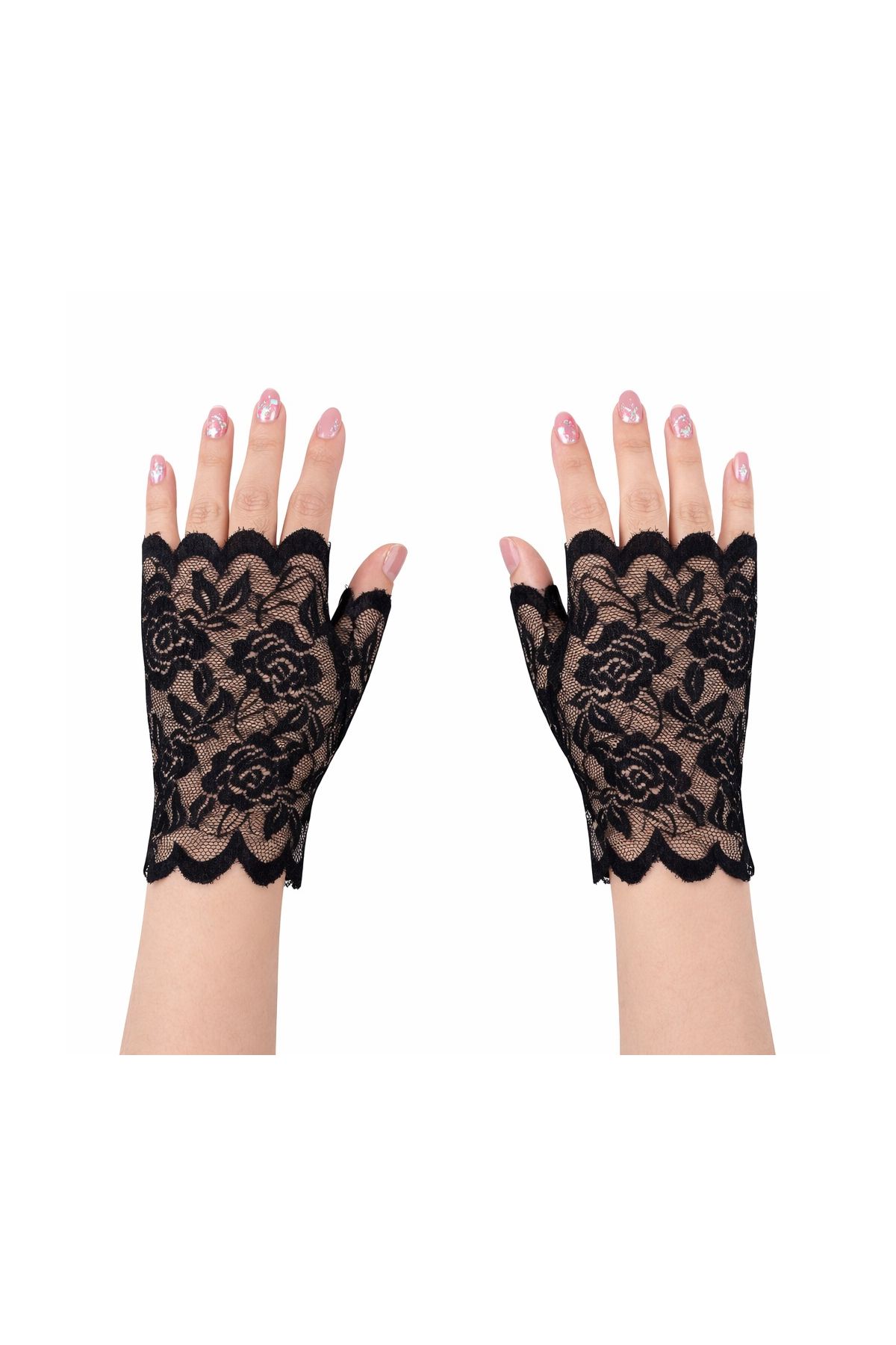 Siyah Dantel Parmaksız Kısa Eldiven