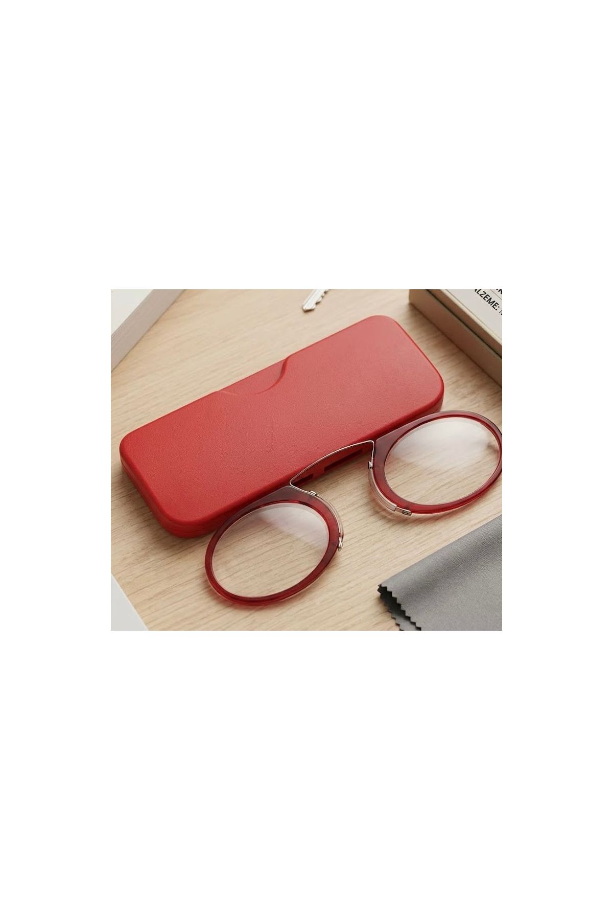 Burun Üstü Mini Sapsız 4.5x Gözlük Büyüteç - Kırmızı