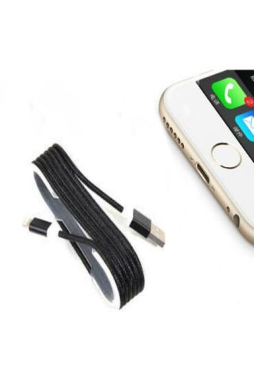  Örgü Şeklinde Renkli Çelik Şarj Data Kablosu - Siyah