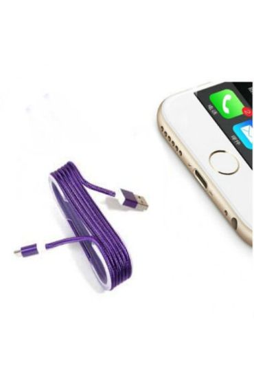  Örgü Şeklinde Renkli Çelik Şarj Data Kablosu - Mor