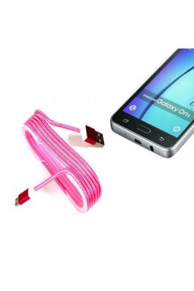 Android Örgü Şeklinde Renkli Çelik Şarj Data Kablosu - Pembe