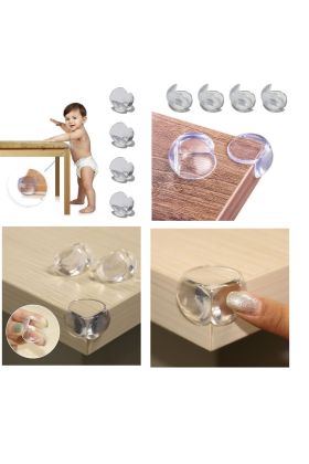 Bebek Çuk Yumuşak ve Esnek Dairesel Şeffaf Yapışkanlı Güvenlik Köşe Koruyucu (8 Adet)