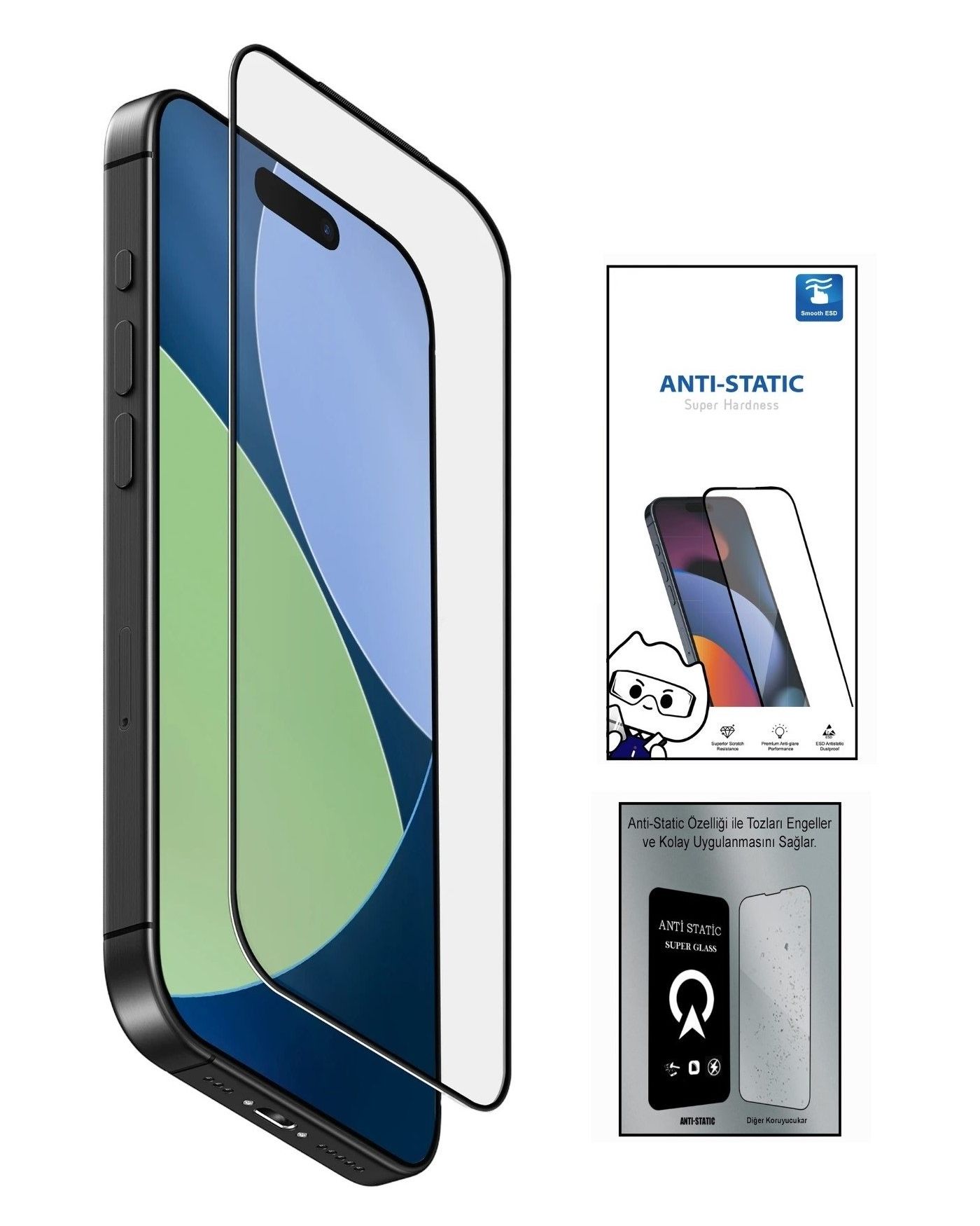  15 PRO MAX 6D Anti Static Temperli Cam Ekran Koruyucu Kırılmaz Full Kaplama