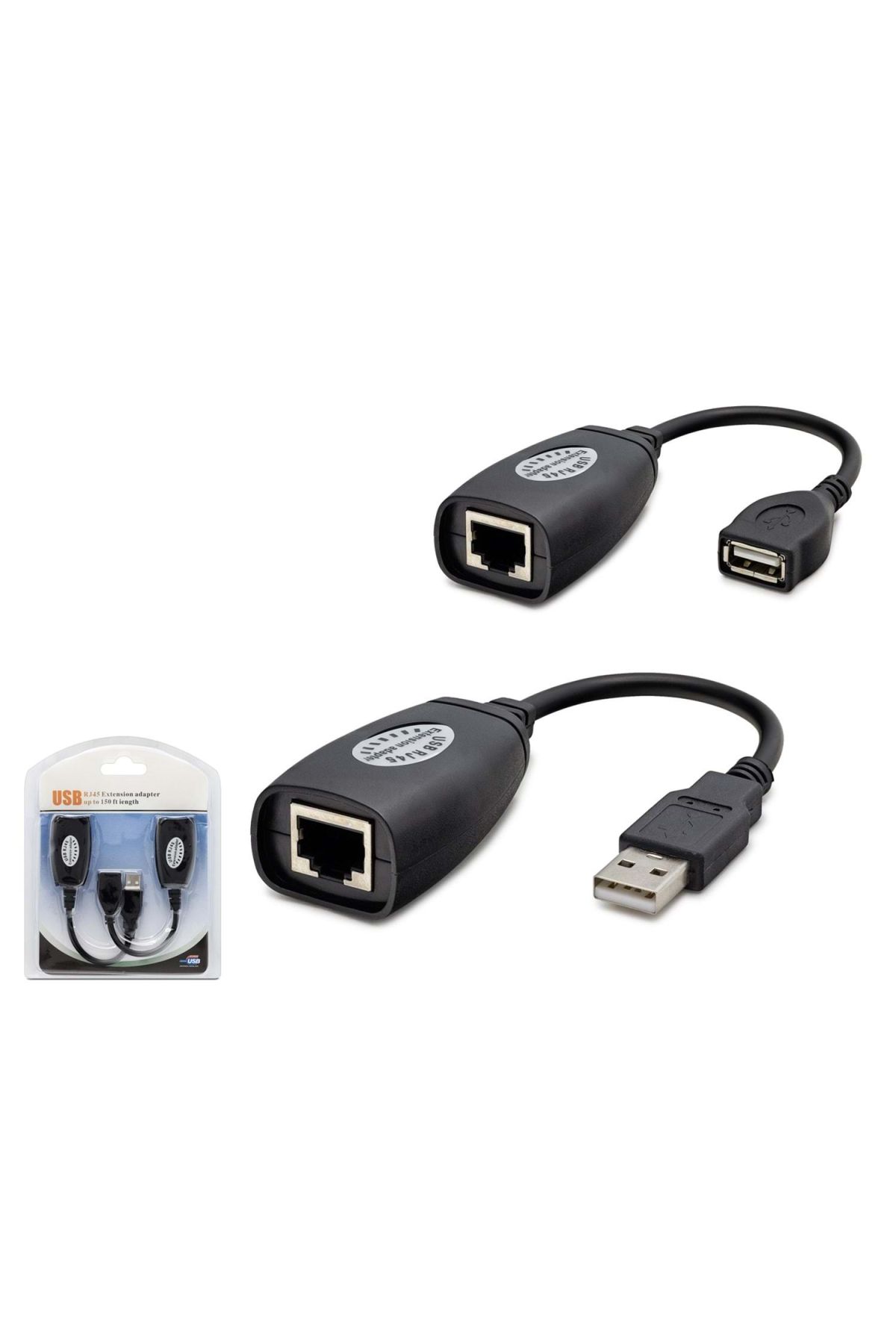 USB RJ45 Kablolu Uzatıcı Seti 45 m - Siyah HDX5008
