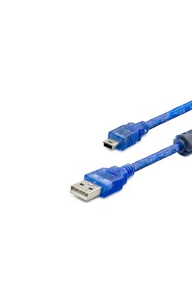 USB Mini V3/5Pin to USB Kablo 1.5 m - Şeffaf Mavi HDX5065