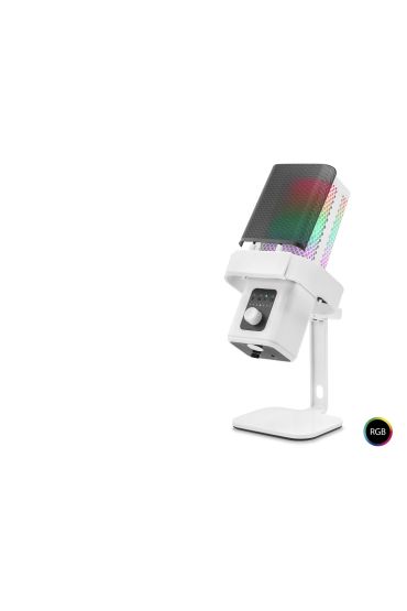 M6W Profesyonel Masaüstü Gaming Rgb Mikrofon 192 Khz / 24 Bit Type-C - Beyaz