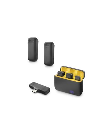 Type-C Kablosuz 2’Li Yaka Mikrofonu - Siyah HDX2799