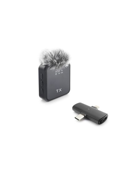 F15 Type-C + Lightning Kablosuz Yaka Mikrofonu - Siyah