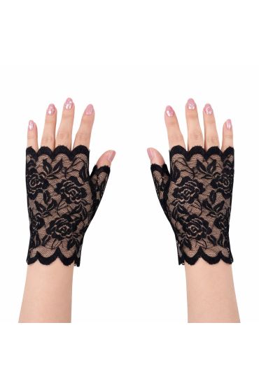 Siyah Dantel Parmaksız Kısa Eldiven