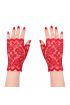 Kırmızı Dantel Parmaksız Kısa Eldiven