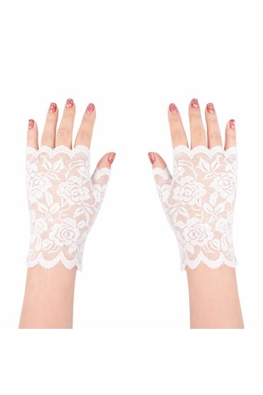 Beyaz Dantel Parmaksız Kısa Eldiven