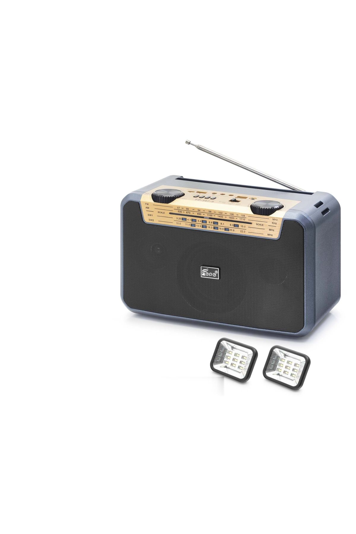 Bluetooth Fm Radyo Usb Tf Aux Solar Şarjli Çift Led Aydinlatmali Kamp Hoparlör FP397S