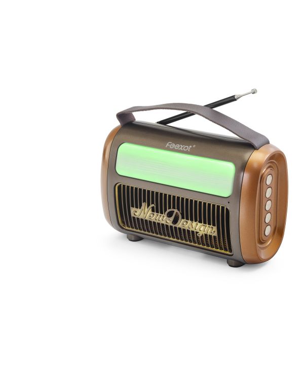 Bluetooth Nostaljik Fm Radyo Usb Tf Aux Rgb Taşınabilir Hoparlör - Kahverengi FX2511B