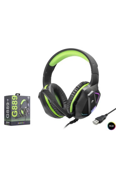 Gaming Kulaklik Usb Rgb - Si̇yah/Yeşil G889